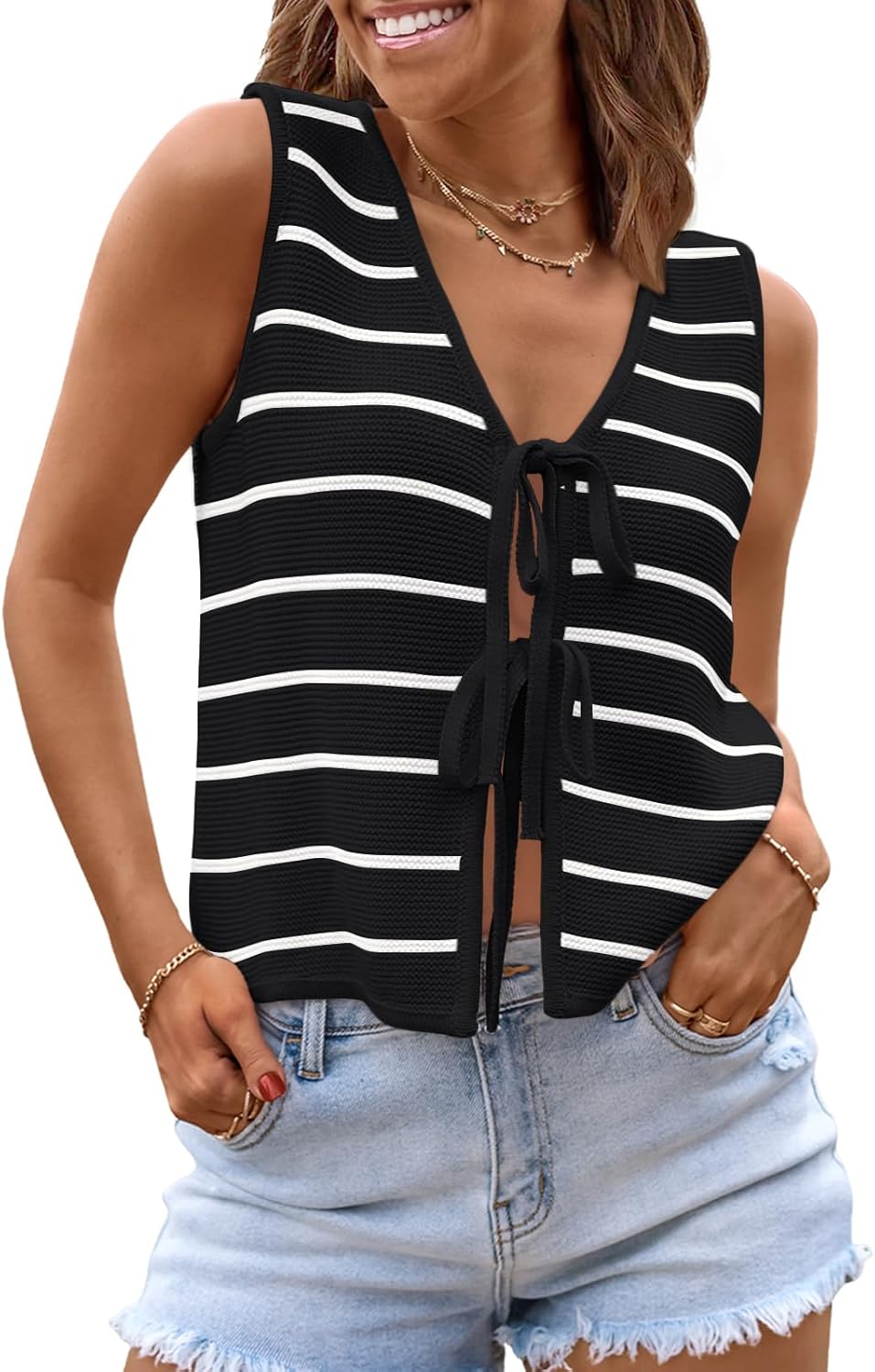 LILLUSORY Womens Crochet Tops for Summer Vacation Fashion