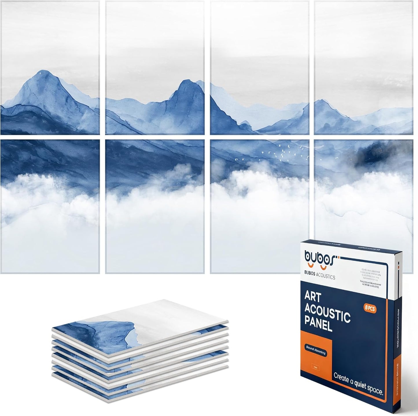 BUBOS 8 Pack Art Acoustic Panels for Soundproofing Walls