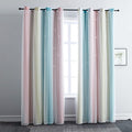 Ombre Rainbow Blackout Curtains for Kid Girls Bedroom - Star Cutouts