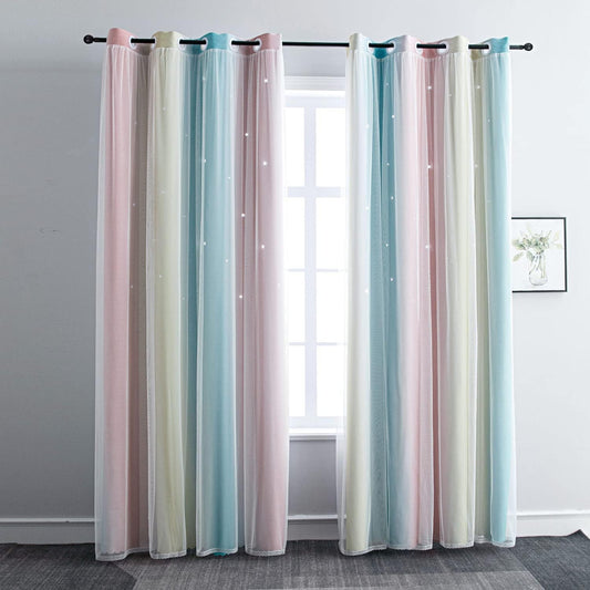 FANLI Ombre Rainbow Blackout Curtains for Kids Room Decor