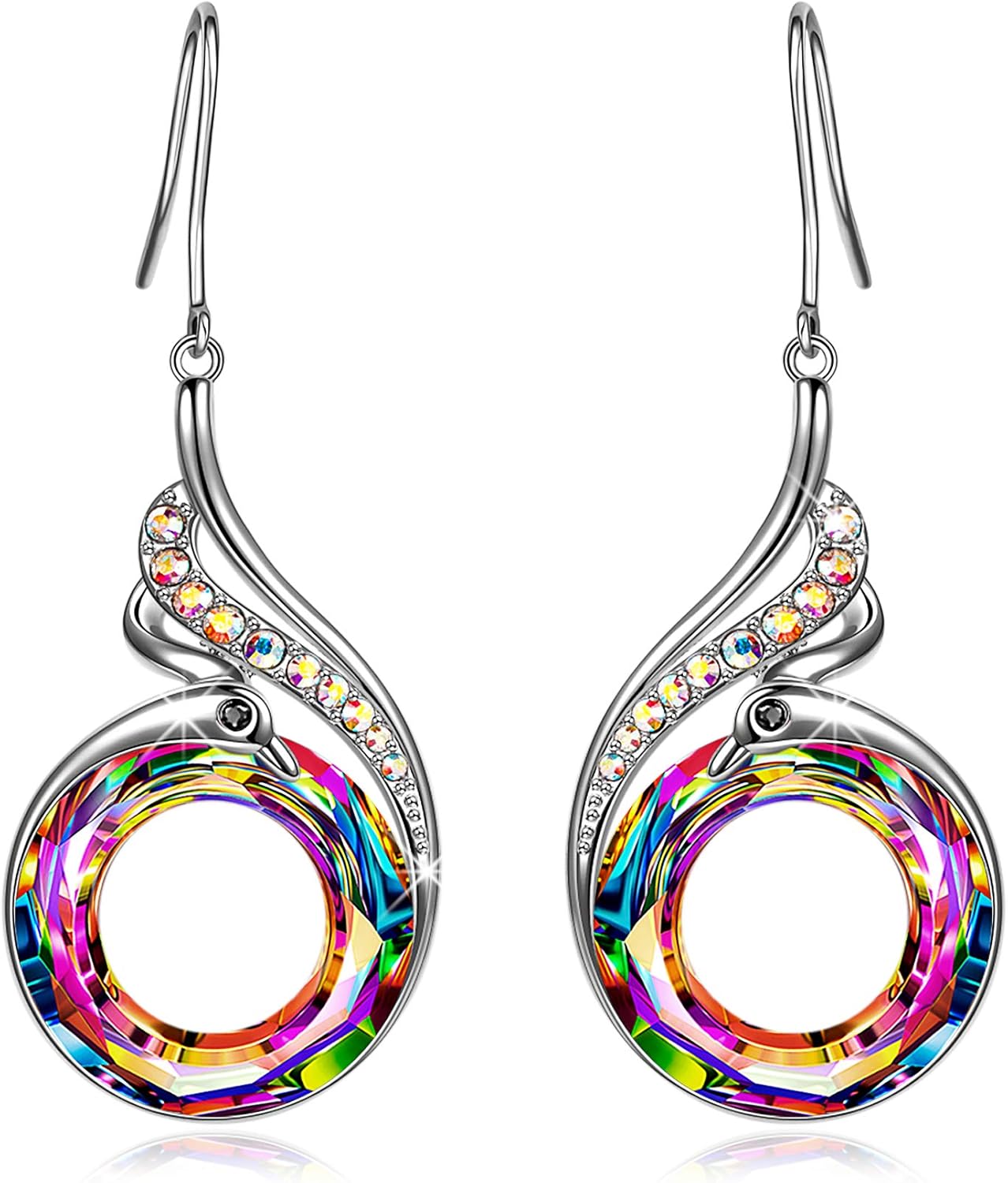 Phoenix Earrings with Crystals: Symbol of Luck and Renewal