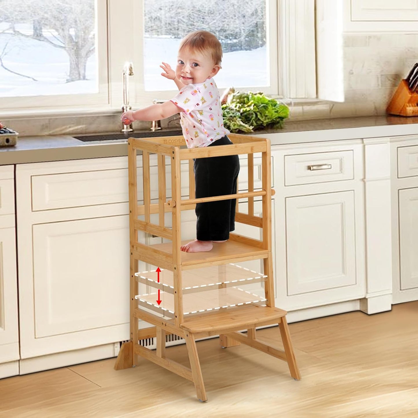COSYLAND Toddler Standing Tower - Adjustable Kitchen Stool