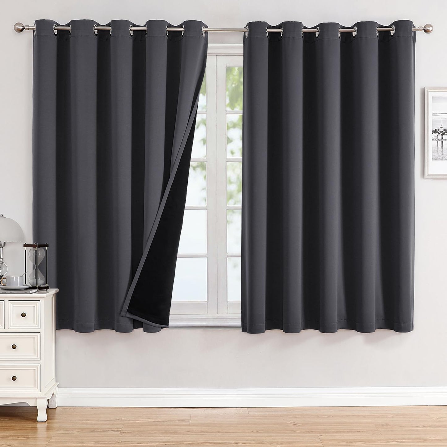 ChrisDowa 100% Blackout Curtains for Bedroom, 60 x 63 Inch