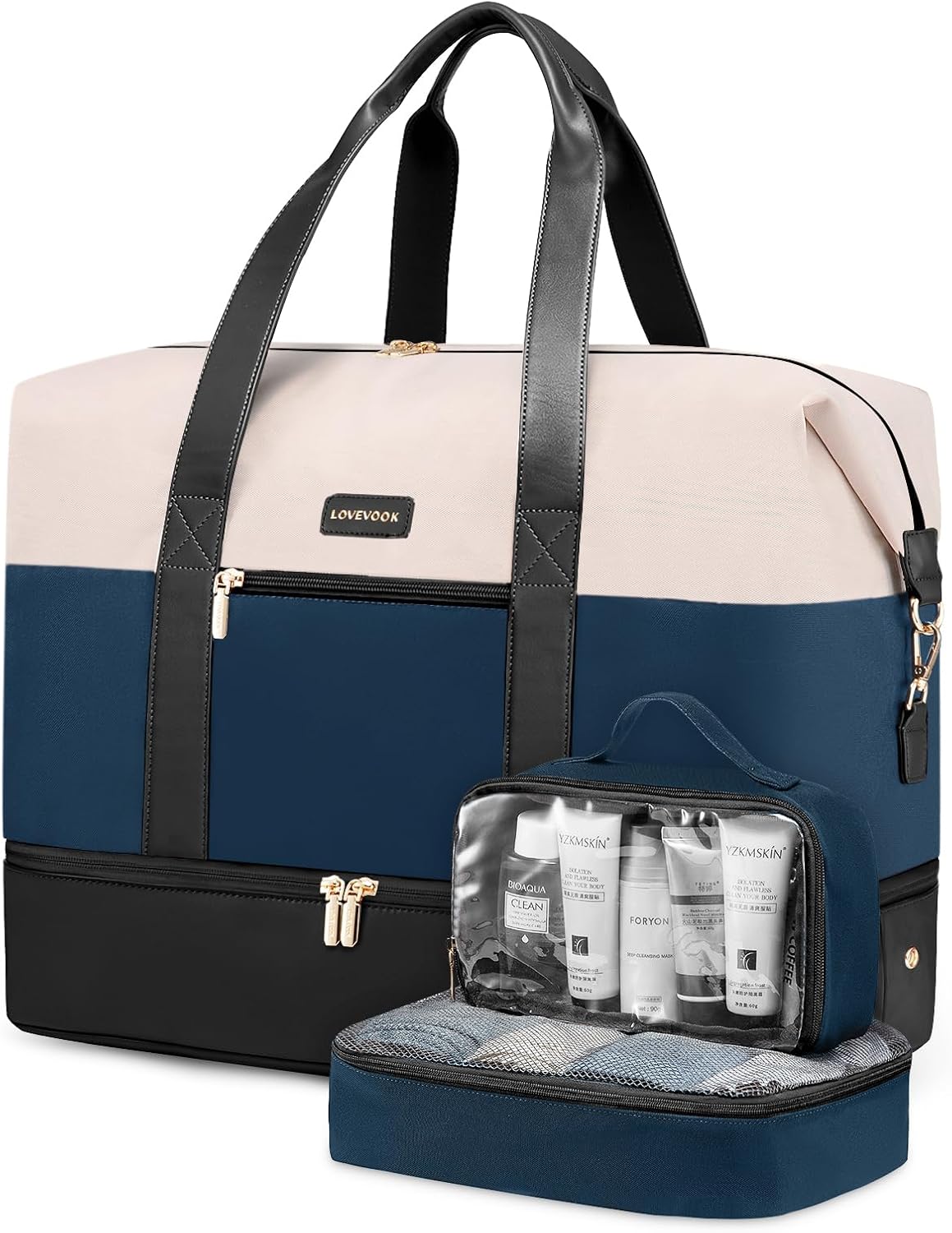 LOVEVOOK Weekender Bag: Large Travel Duffel with Packing Cubes