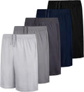 QWE 5-Pack Boys Athletic Shorts with Pockets - Breathable Dry-Fit