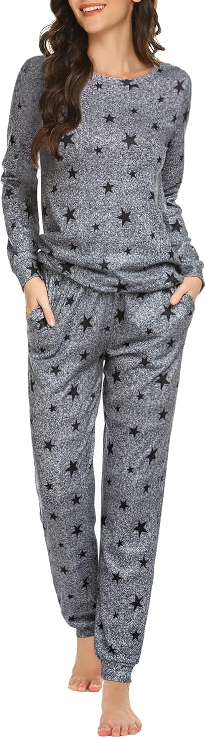 Ekouaer Womens Jogger Pajama Sets for Cozy Sleep and Lounge