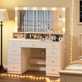 Vanity Desk with Large Mirror and Lights - Spacious 9-Drawer Makeup
