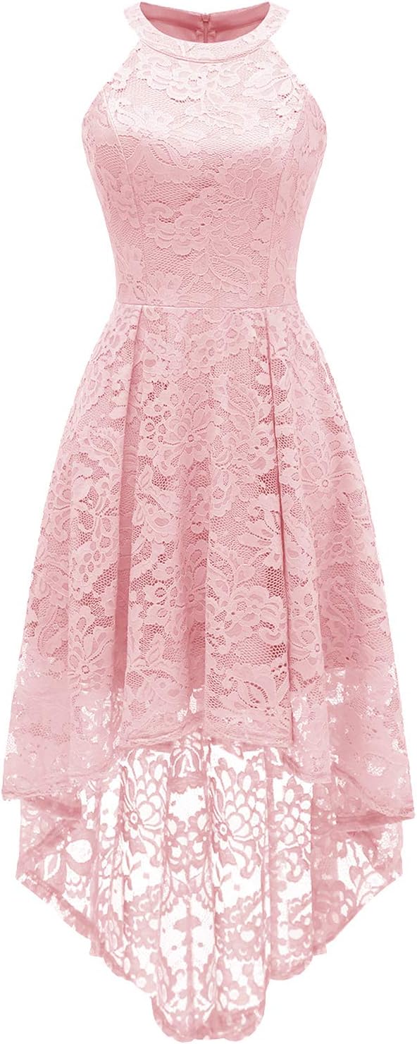 Halter Lace Wedding Guest Dress for Elegant Cocktail Parties