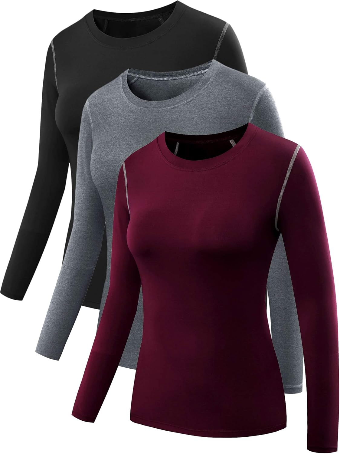 NELEUS Women's 3 Pack Athletic Compression Long Sleeve T Shirt
