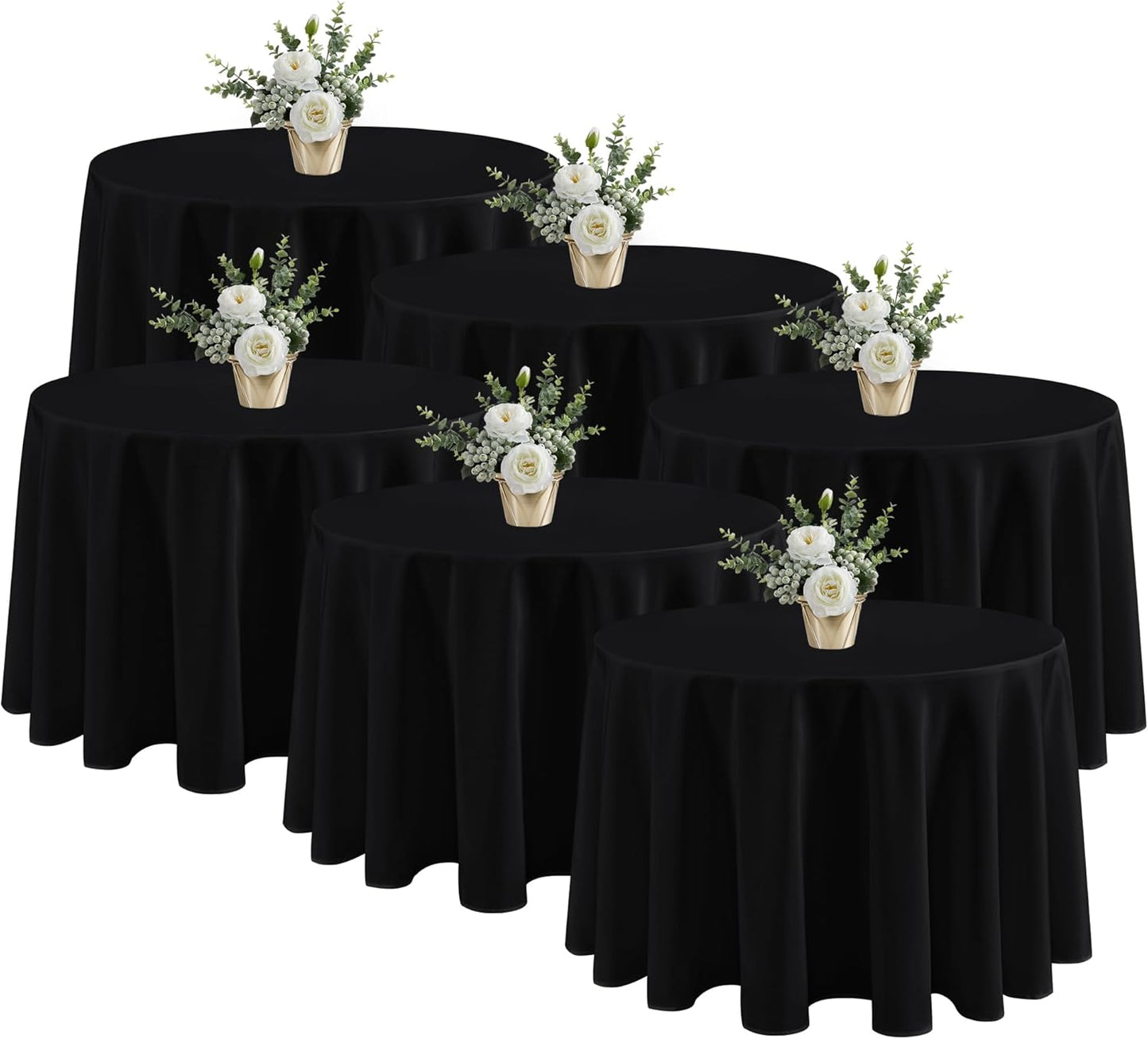 Fitable 6 Pack Black Round Table Clothes - Perfect for Any Event