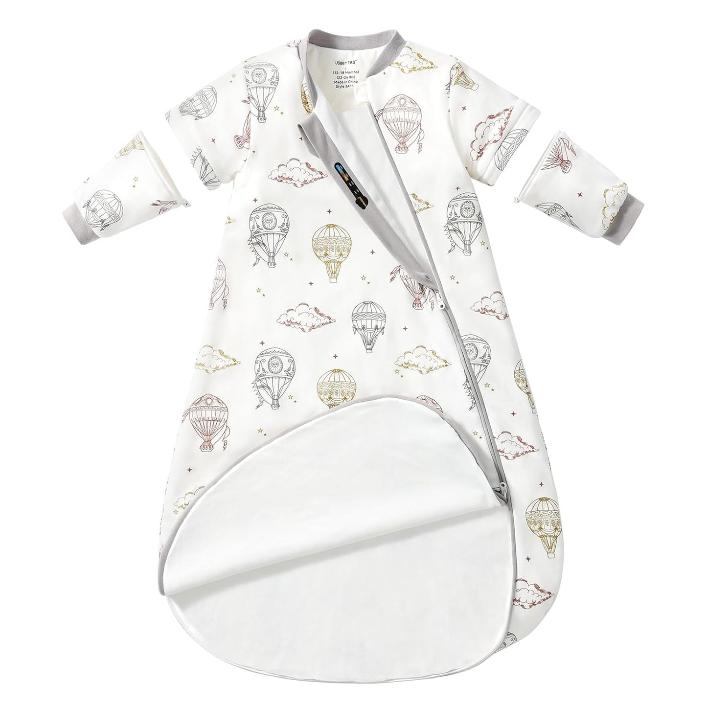 Baby Sleep Sack 3-6 Months with Detachable Sleeves for Comfort