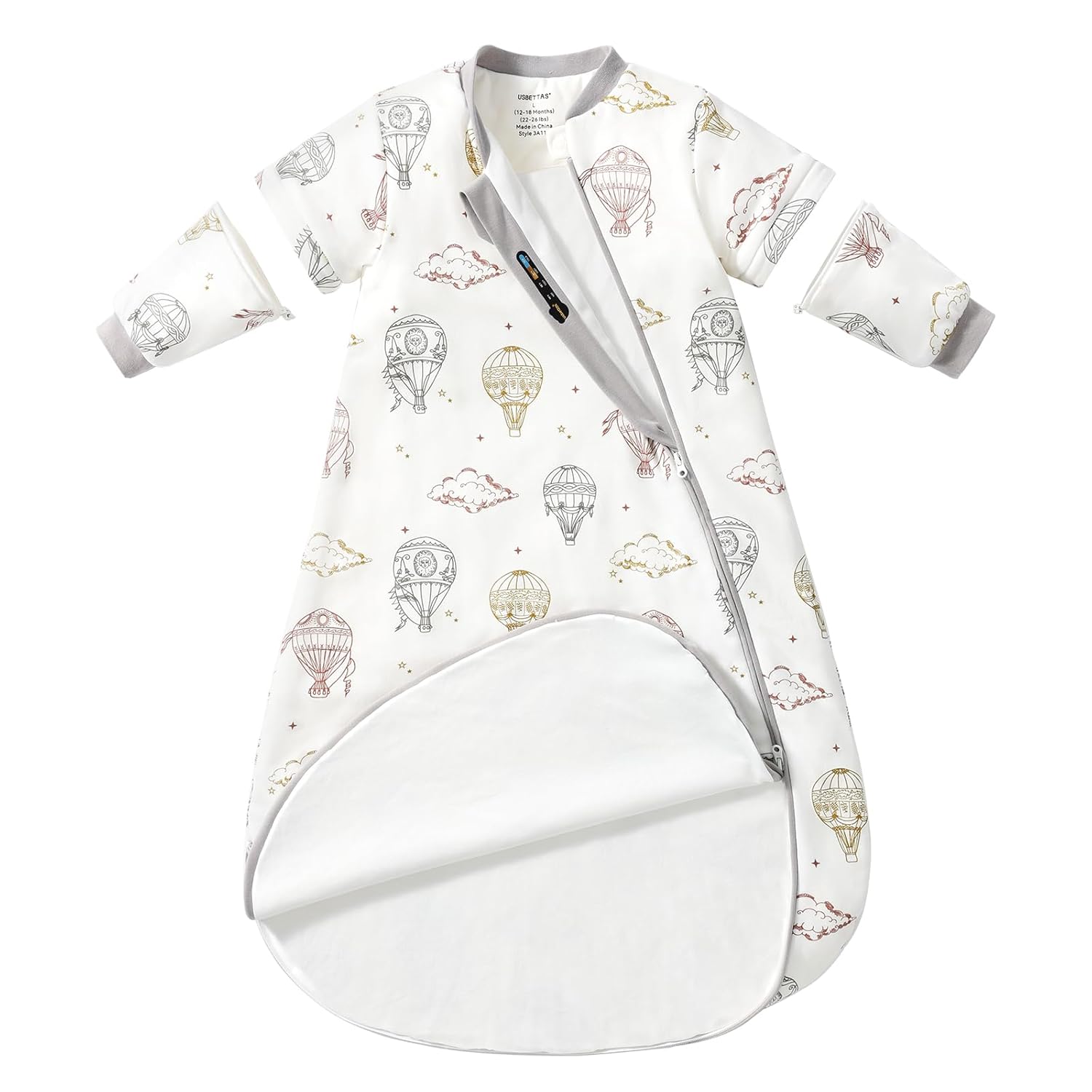 Baby Sleep Sack 3-6 Months with Detachable Sleeves for Comfort
