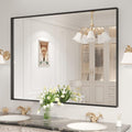 Black Bathroom Mirror 48in x 40in Rectangle - Modern HD Reflection