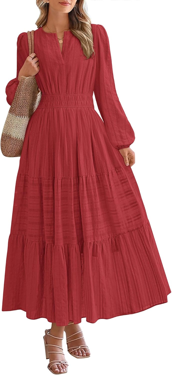 BTFBM Fall Dresses for Women 2025 Casual Long Sleeve Maxi