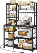 SNTD Baker Rack with Power Outlet - Large Microwave Stand and Coffee