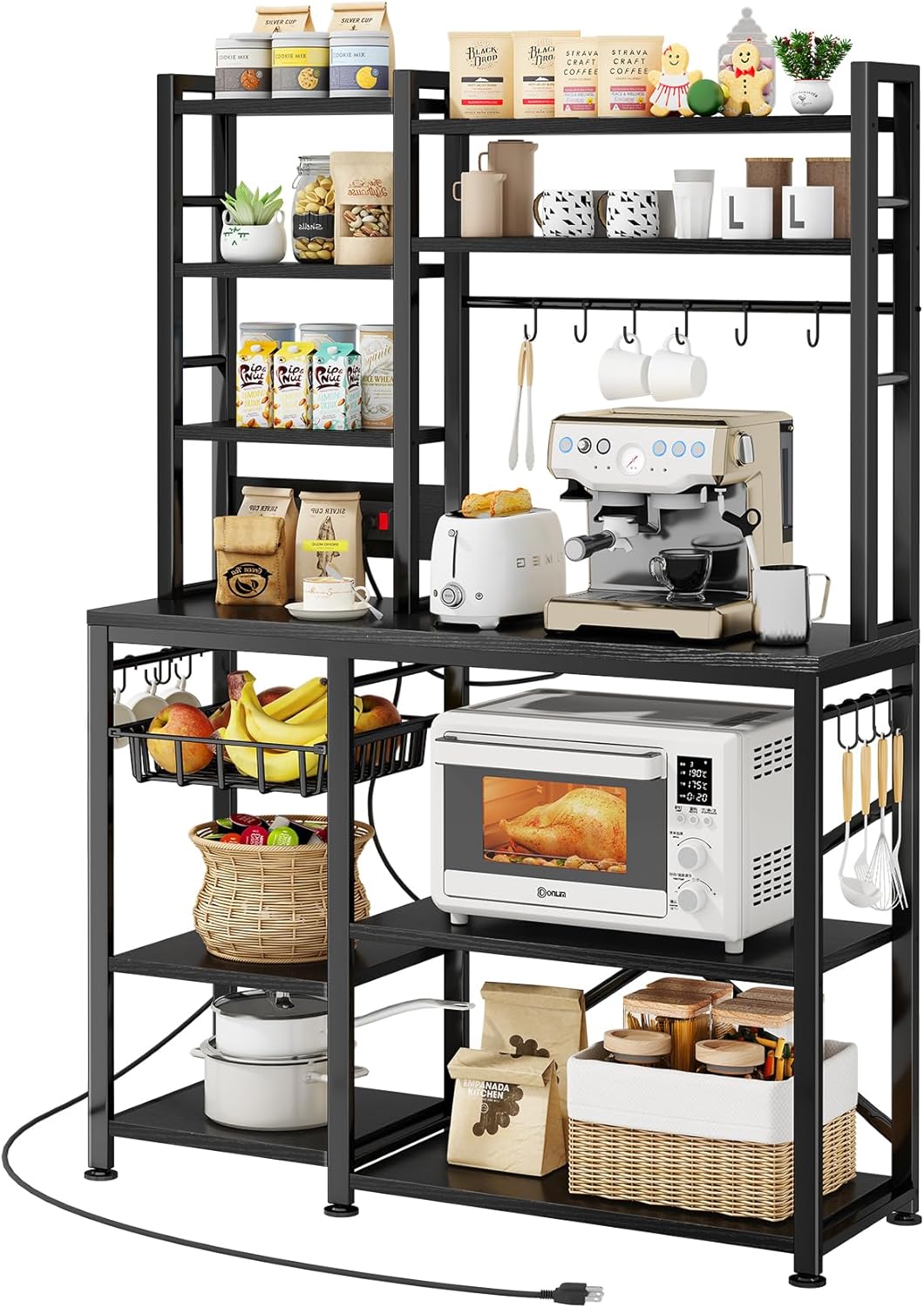 SNTD Baker Rack with Power Outlet - Large Kitchen Shelf Rack