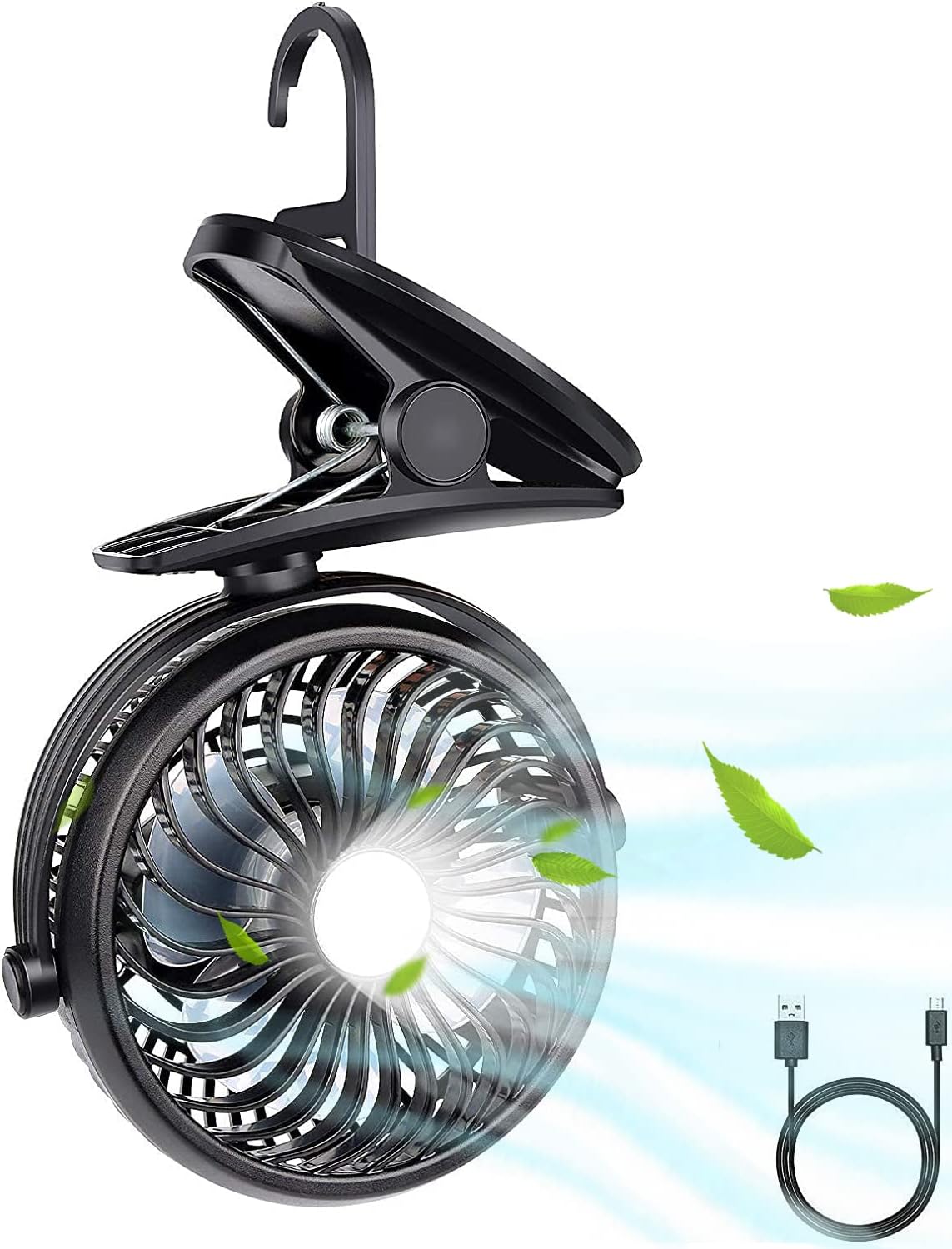 Portable Clip-On Fan with Built-in LED - AJOYEUX