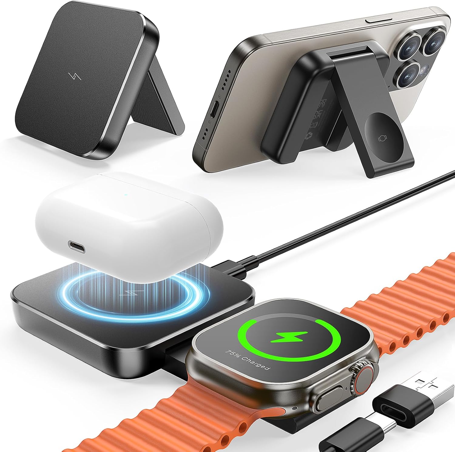 Wireless Mag-Safe Charger Station : iPhone & Apple Watch