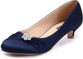 ERIJUNOR Women Closed Toe Satin Kitten Heels - Comfortable Wedding 1