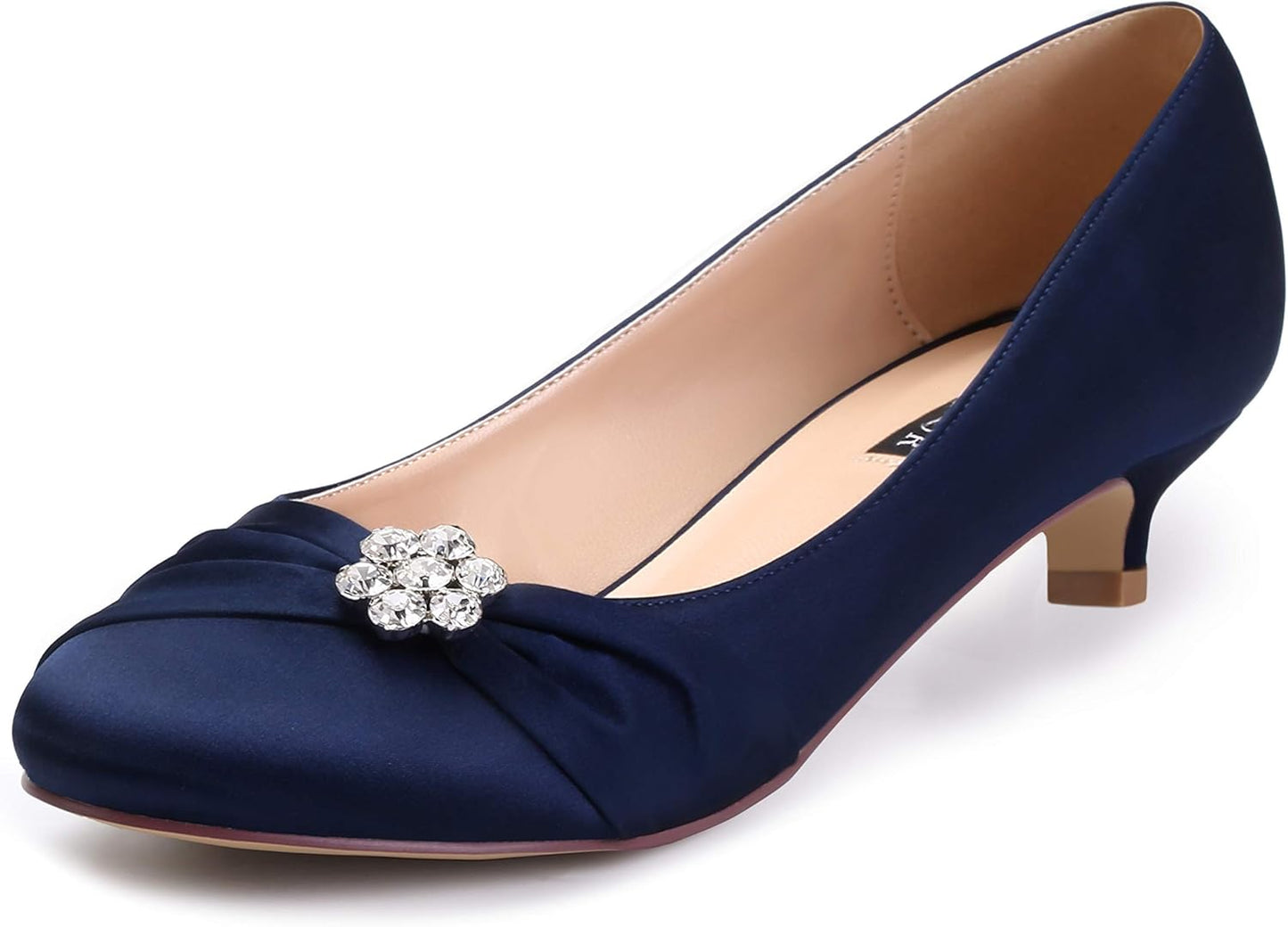 ERIJUNOR Women Closed Toe Comfort Kitten Heels for Weddings