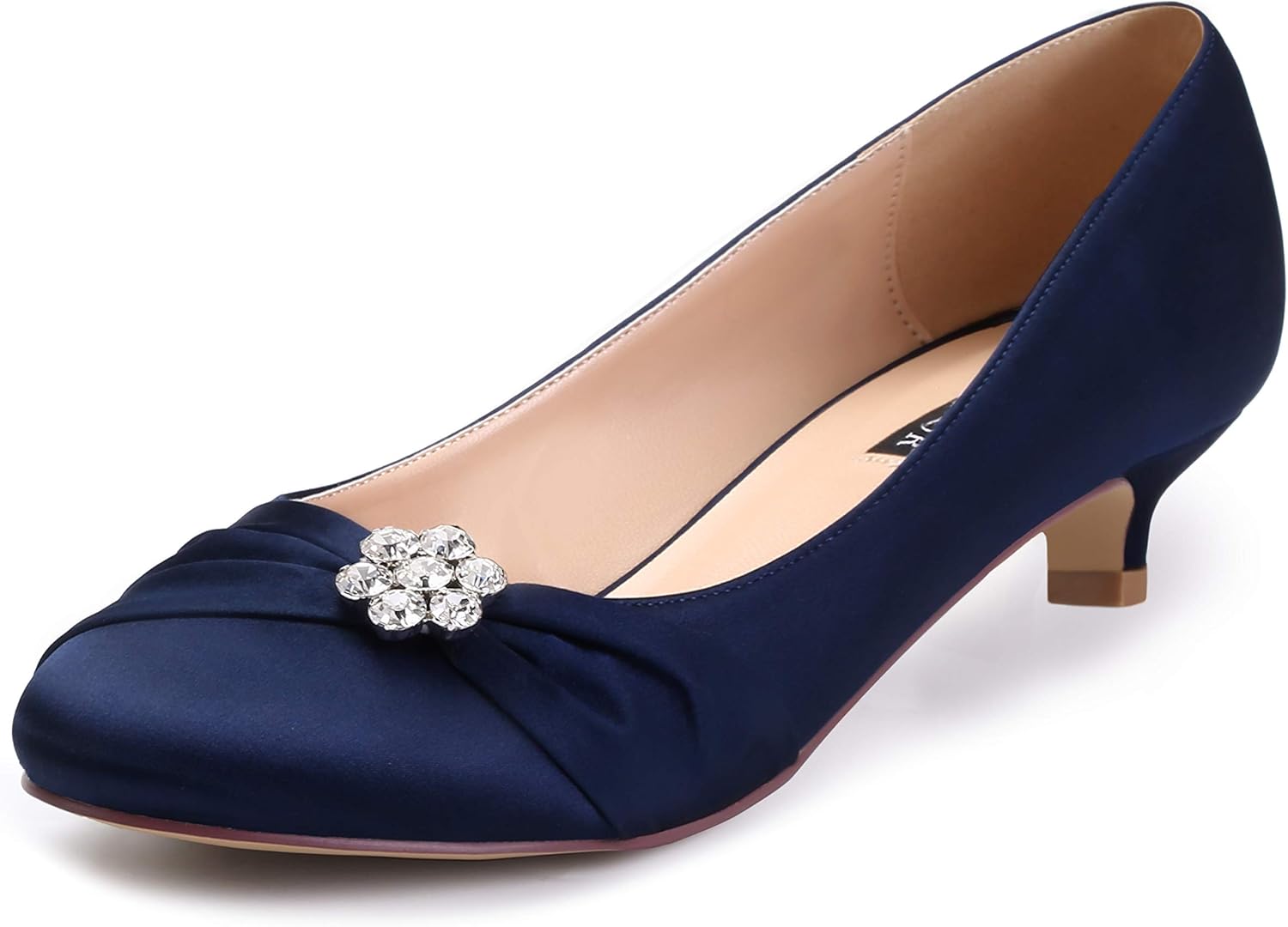 ERIJUNOR Women Closed Toe Comfort Kitten Heels for Weddings