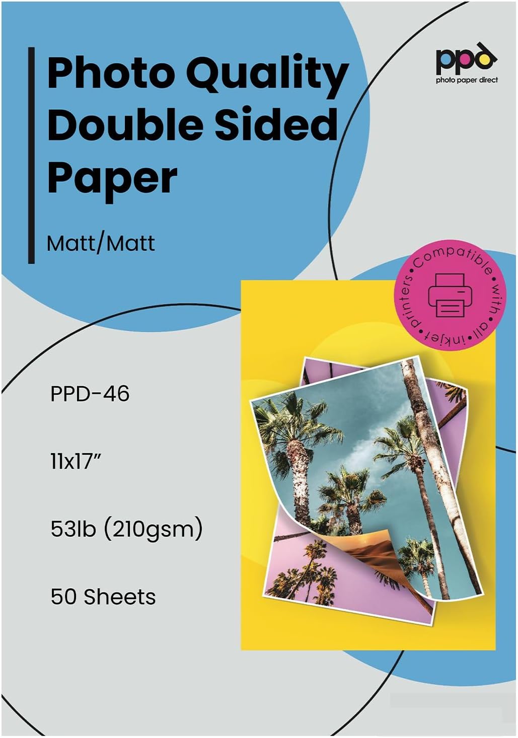 PPD Double Sided Photo Paper for Inkjet Printers, 11 x 17 in