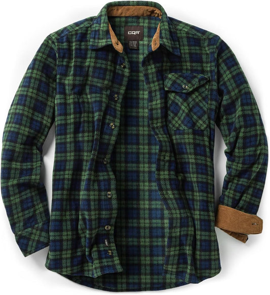 CQR Men's Long Sleeve Heavyweight Fleece Shirts for Comfort