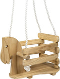 Horse Shaped Infant Swing Wooden Toddler Swing - Safe Bucket Seat