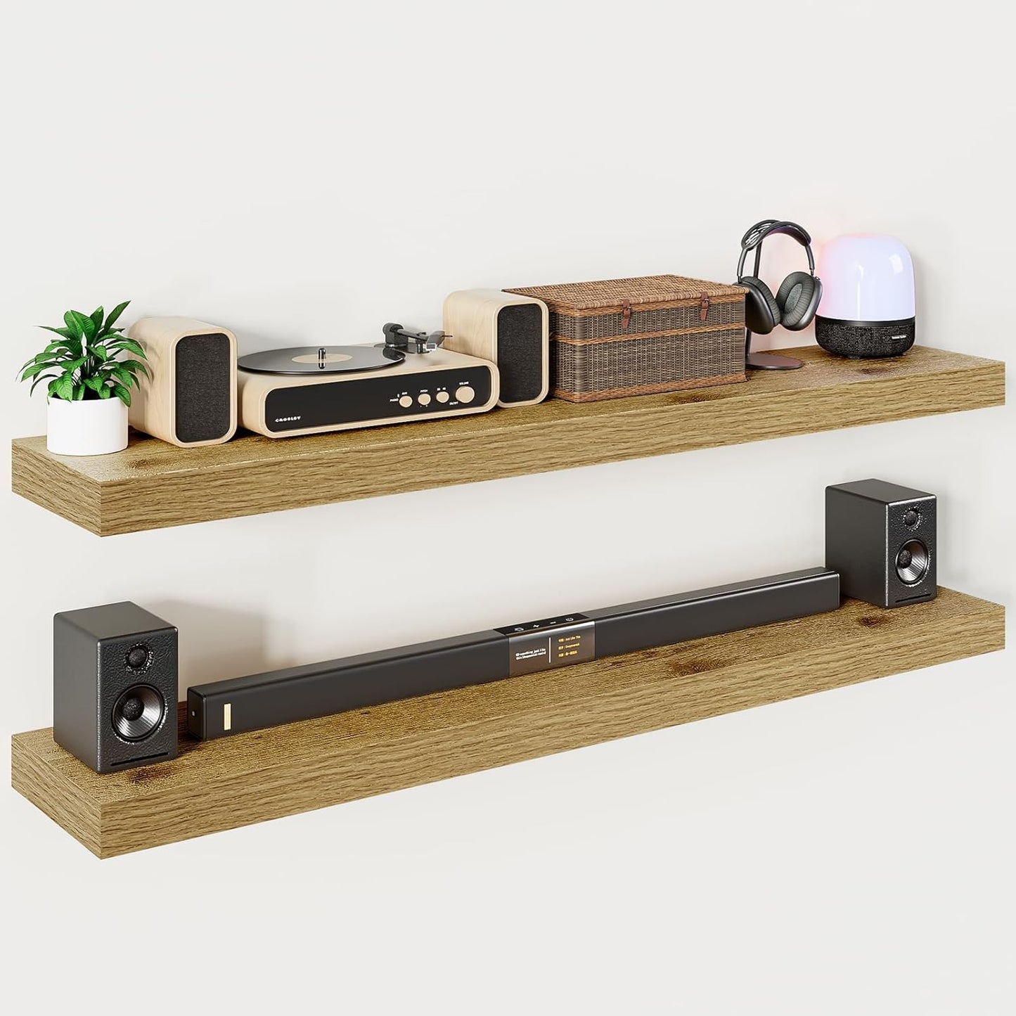 55 Inch Floating Shelves for Wall - Modern Rustic Oak Design
