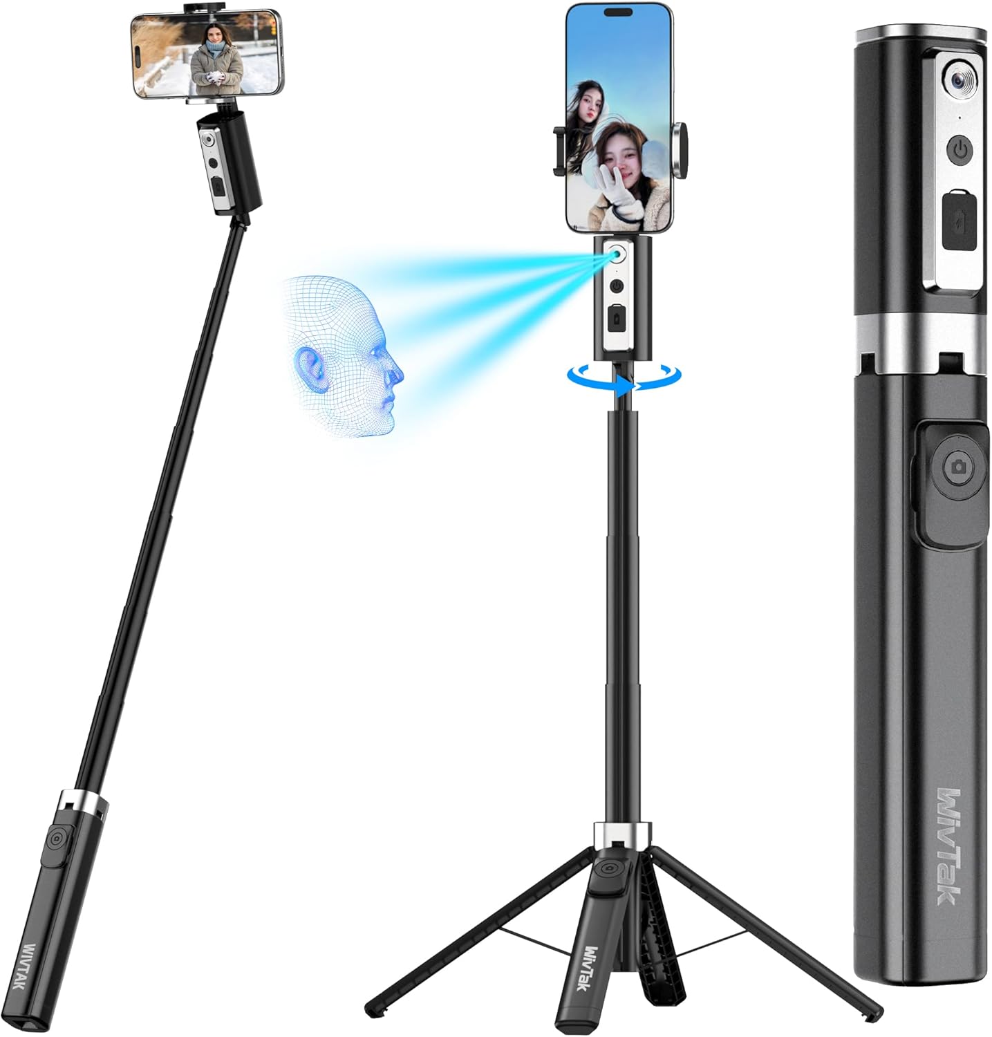 Auto Face Tracking Selfie Stick Tripod for iPhone Vlogging