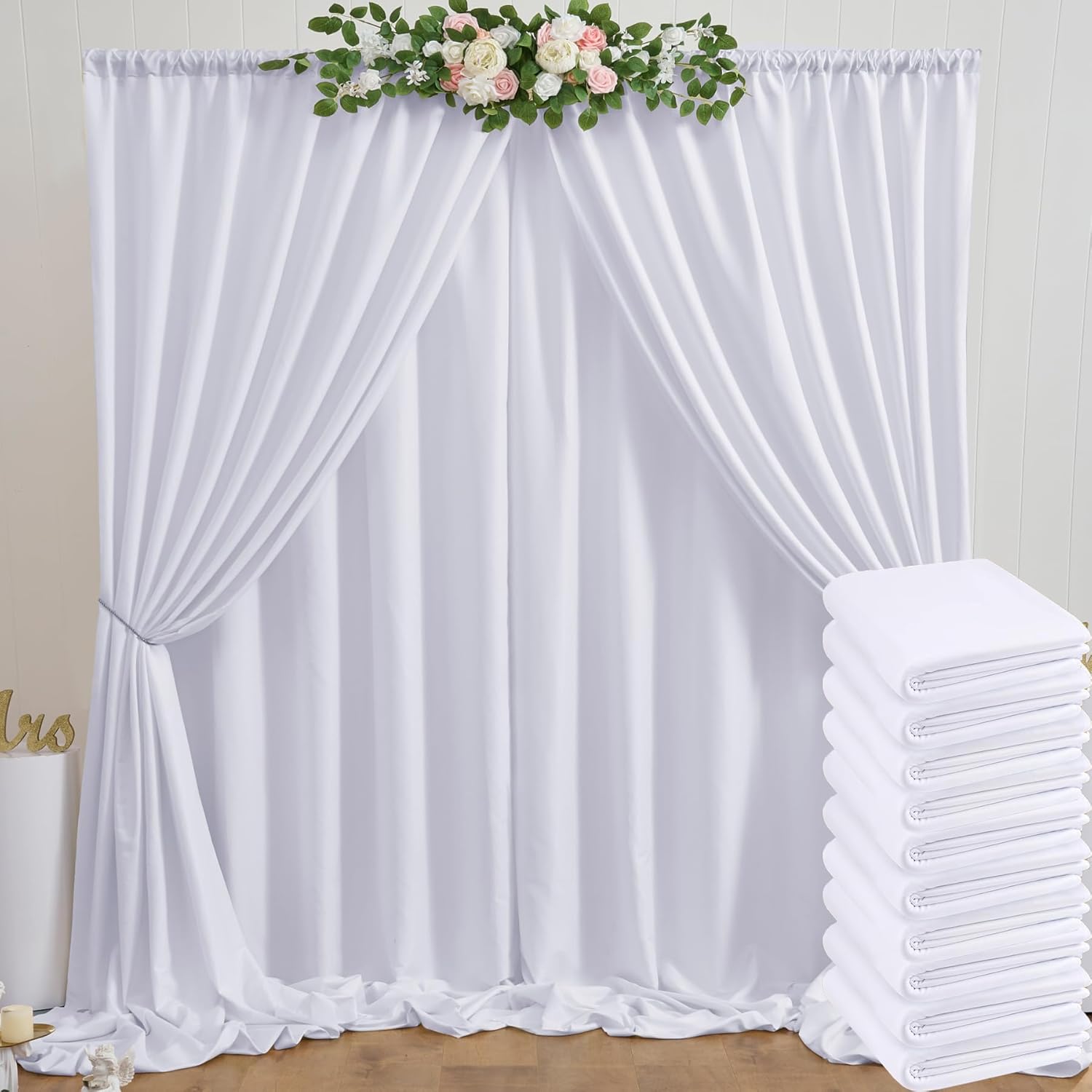 Premium White Party Backdrop - 50ft x 10ft - High-Quality Polyester