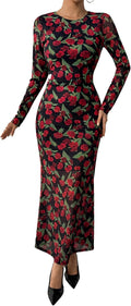 Wedding Guest Bodycon Maxi Dress 2025 - Floral Mesh Fishtail