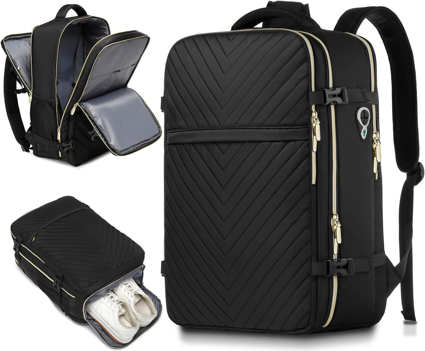 Large Carry On Travel Backpack with Shoe Compartment for Women