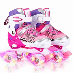 Sowume Adjustable Roller Skates for Girls with Illuminating Wheels
