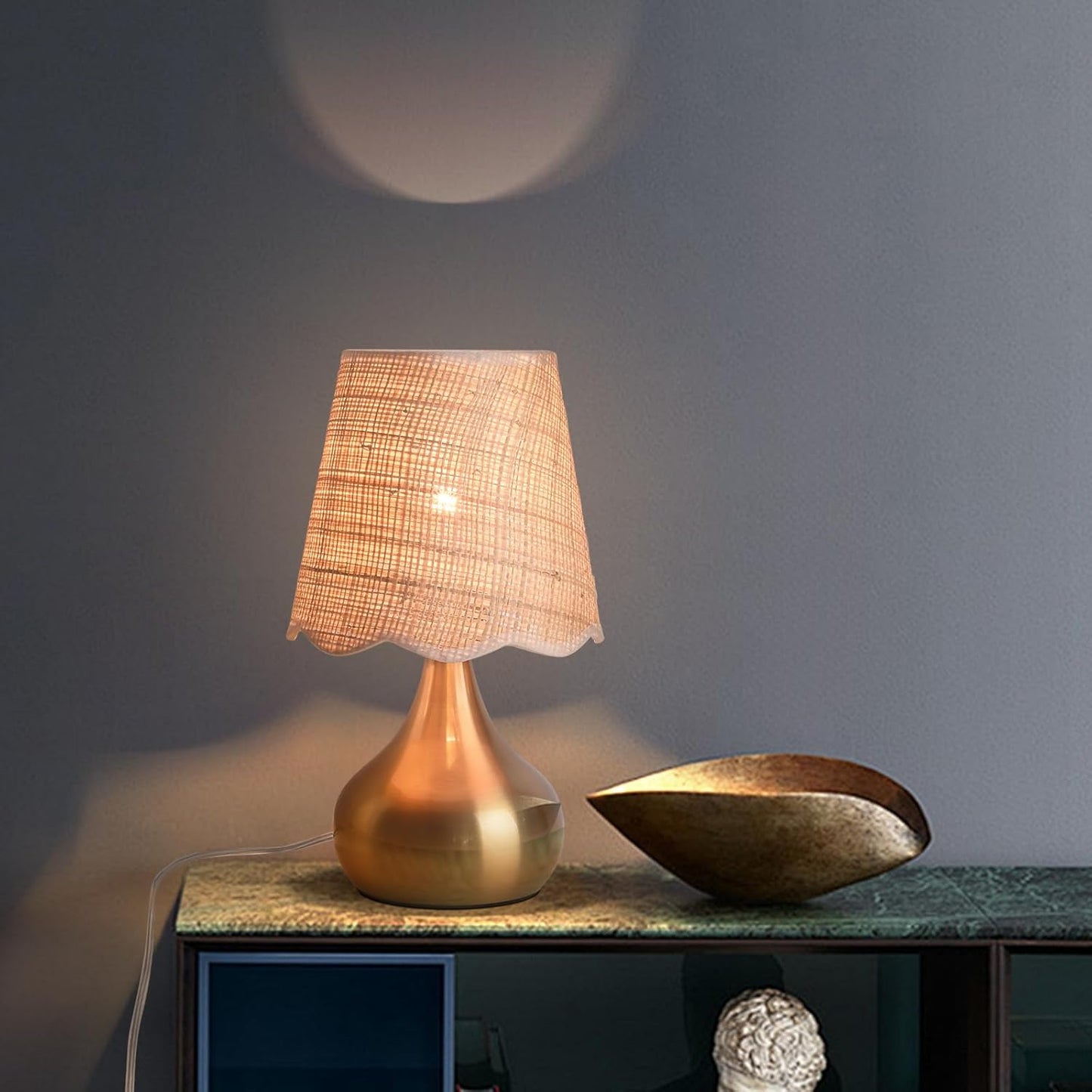 Gold Small Bedside Table Lamp for Bedroom and Living Room