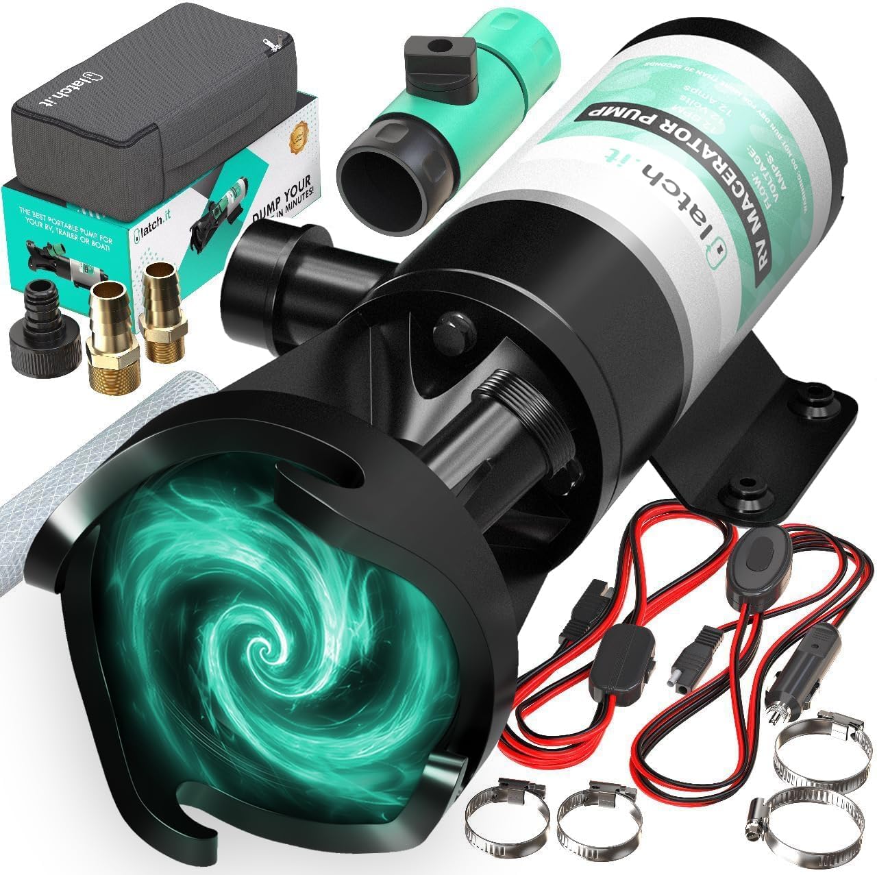 RV Macerator Pump 12V by LATCH.IT - Fast & Efficient Waste Disposal