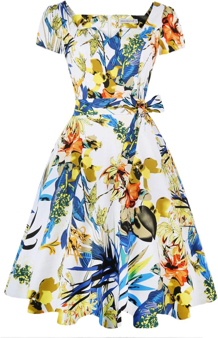 Girstunm Women's Classic Tea Dress with Pockets for All Occasions