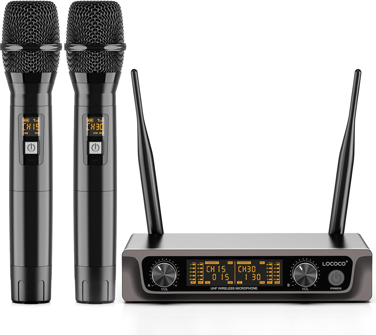 Pro UHF Wireless Mic Set: Metal Dual Mics, 200ft Range - Perfect for Any Event!