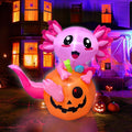 5FT Halloween Inflatable Pumpkin Axolotl Decoration - Bright LED Yard