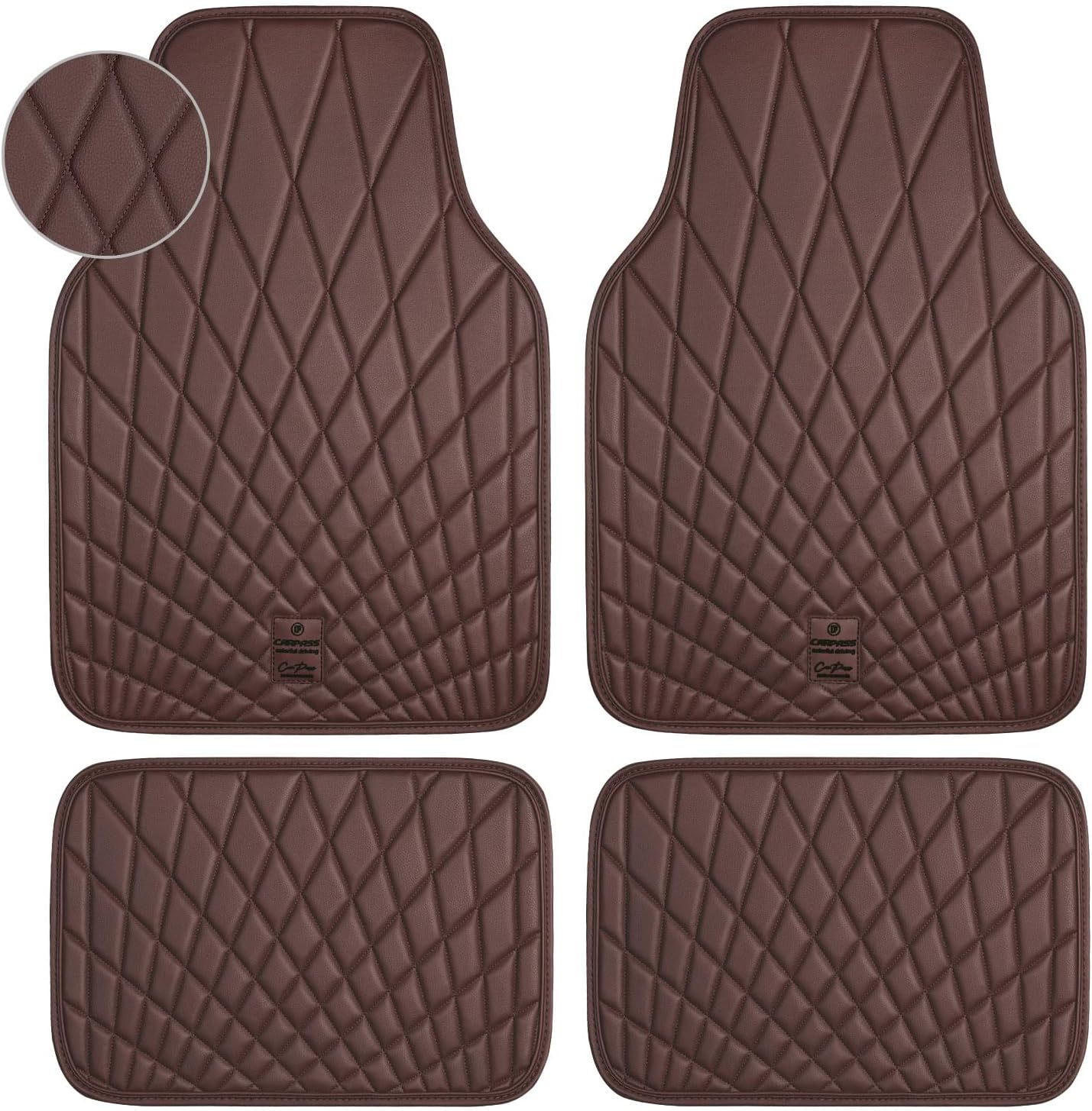 Luxury Faux Leather Floor Mats for Cars - Waterproof & Anti-Slip