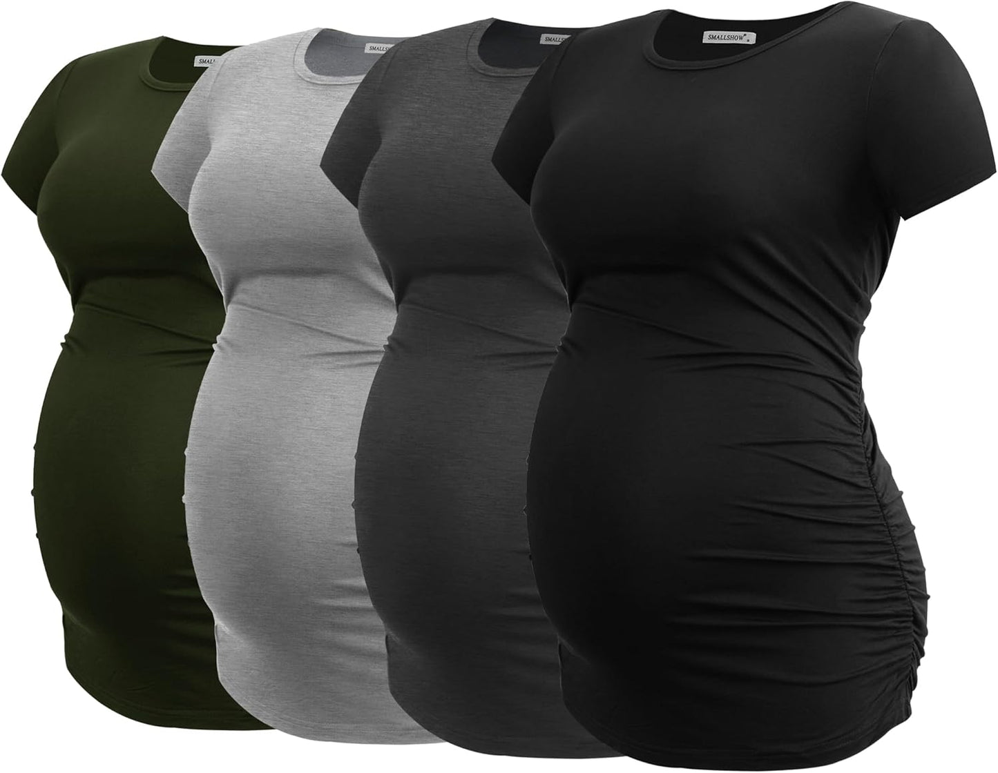 Smallshow Women's Maternity Shirts 4 Pack for Pregnancy Comfort