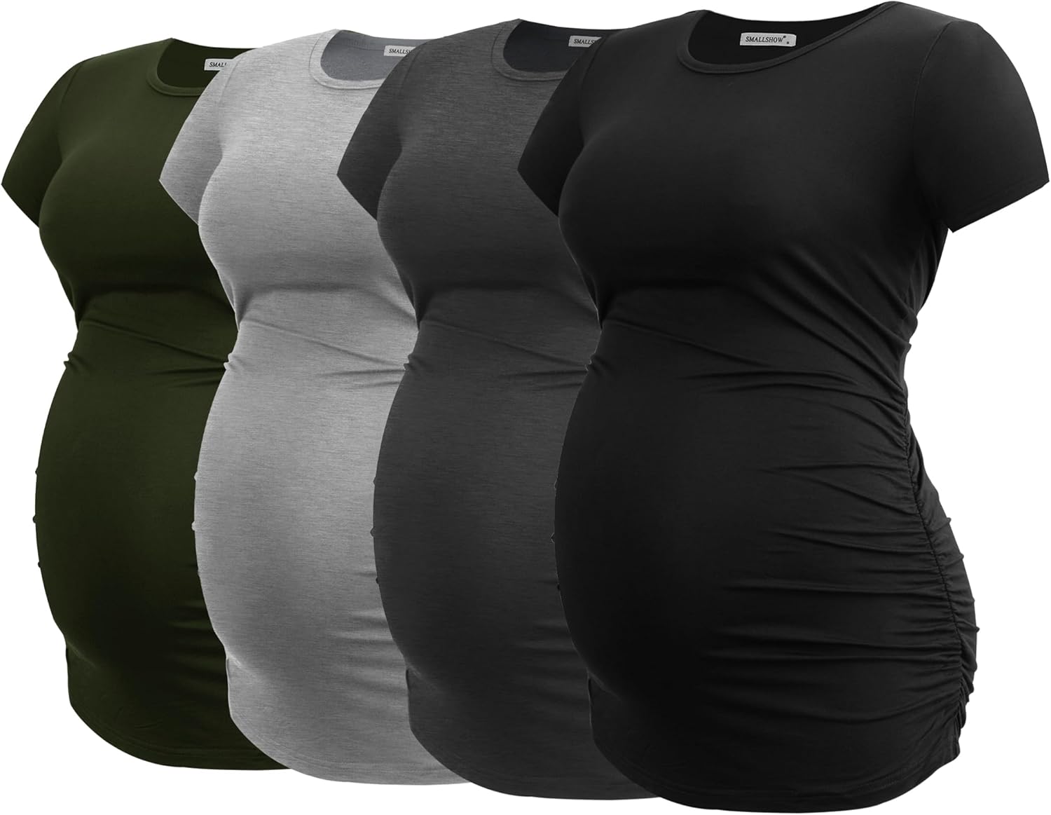 Smallshow Women's Maternity Shirts - 4 Pack Short Sleeve Tops
