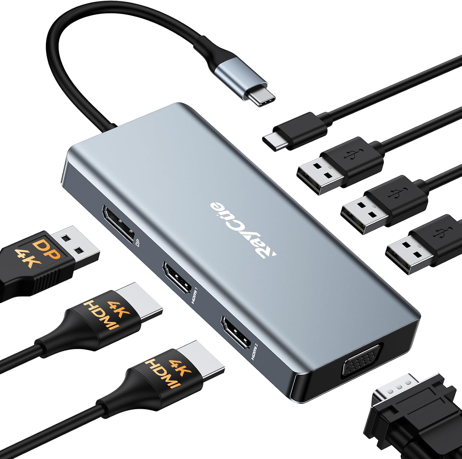 RayCue USB C Dock: 4K Triple Display Hub