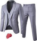 Men's Slim Fit 3 Piece Suit Set with Tie - One Button Modern Cut