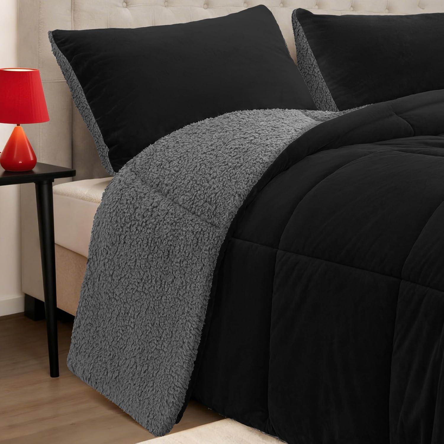 Fluffy Sherpa Queen Comforter Set for Cozy Winter Nights