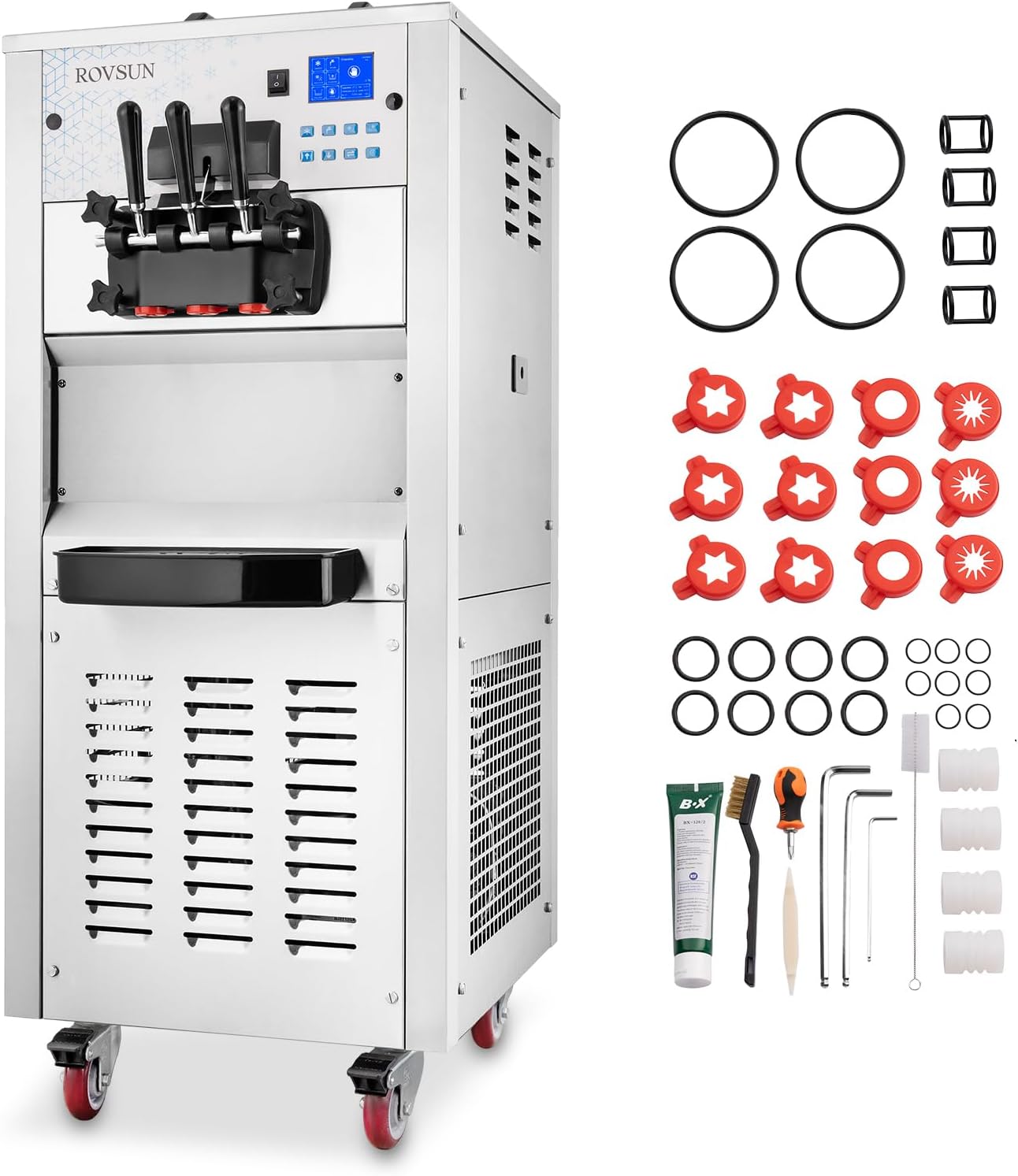 2600W Commercial Ice Cream Maker | Soft Serve Machine with 3 Flavors LCD Touch