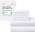 100% Cotton Queen Sheet Set Bright White - 6 Pc Percale