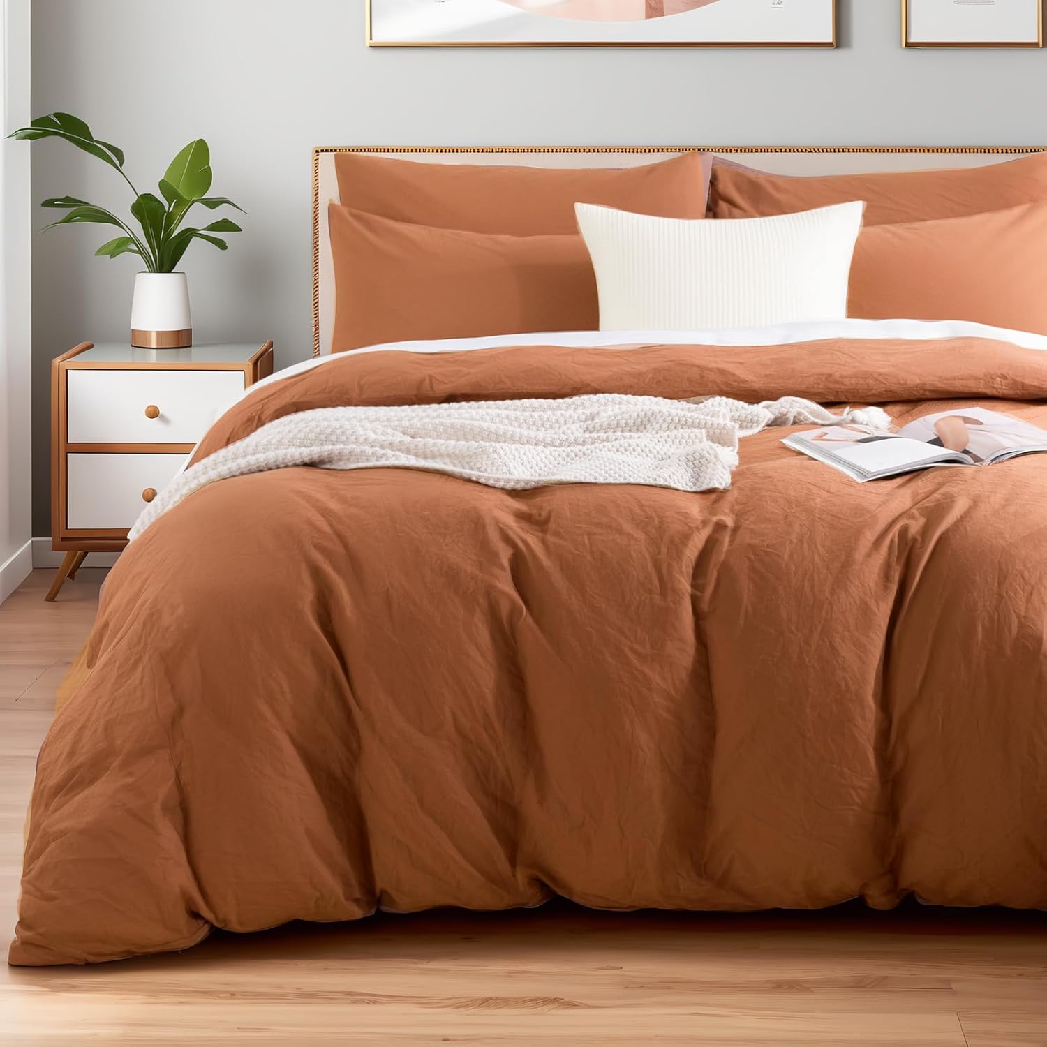 NEXHOME PRO Terracotta Burnt Orange Duvet Cover Set for Kids