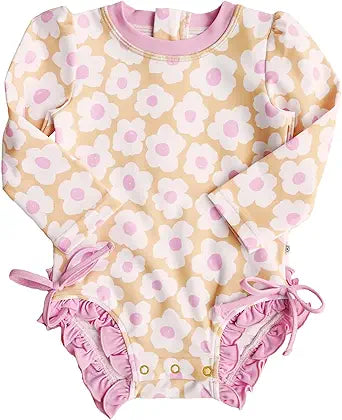Caden Lane Baby and Toddler Girls Rash Guard Swimsuit with Ruffles