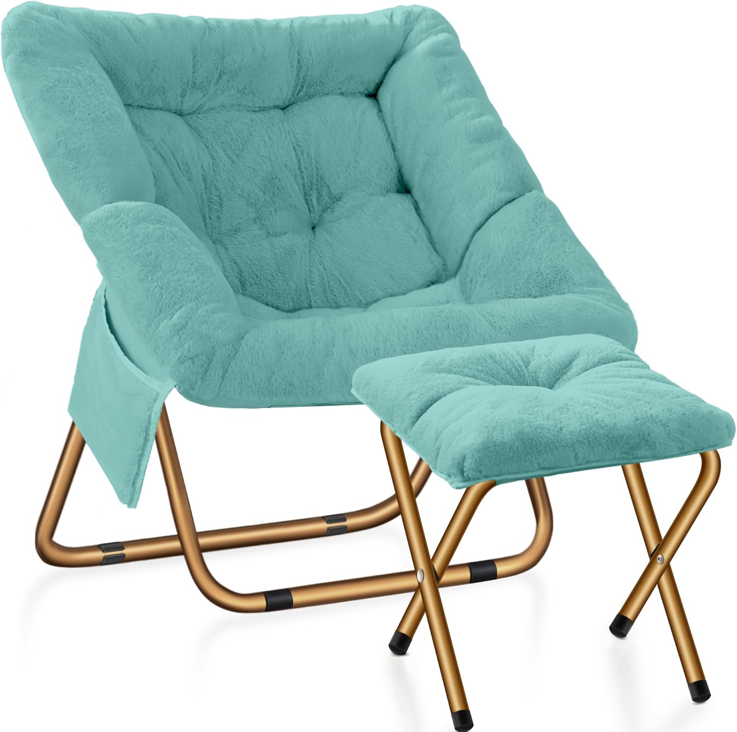 Comfy Saucer Chair for Bedroom, Soft Faux Fur Lounge Chair